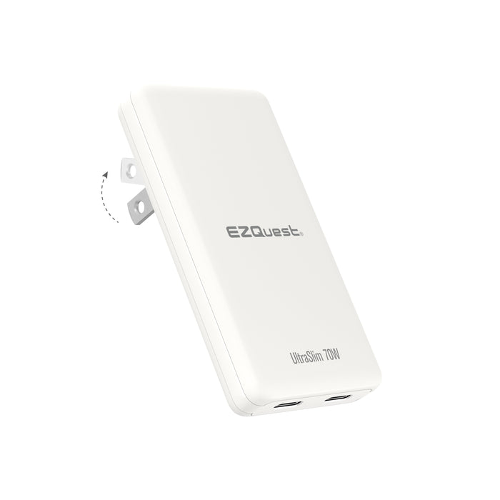 EZQuest UltraSlim 70W GaN II Dual USB-C PD Wall Charger