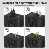 WorldTravel 65W GaN 5 Port with PD Wall Charger - Black