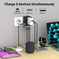 WorldTravel 35W GaN 5 Port with PD Wall Charger - Black