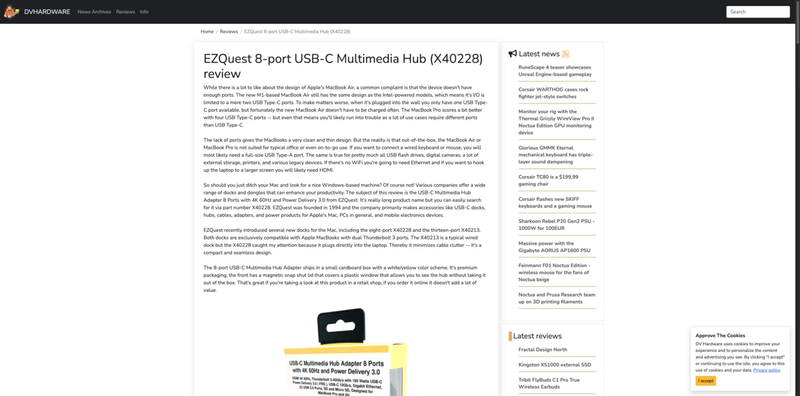 EZQuest 8-port USB-C Multimedia Hub (X40228) review - DVHARDWARE