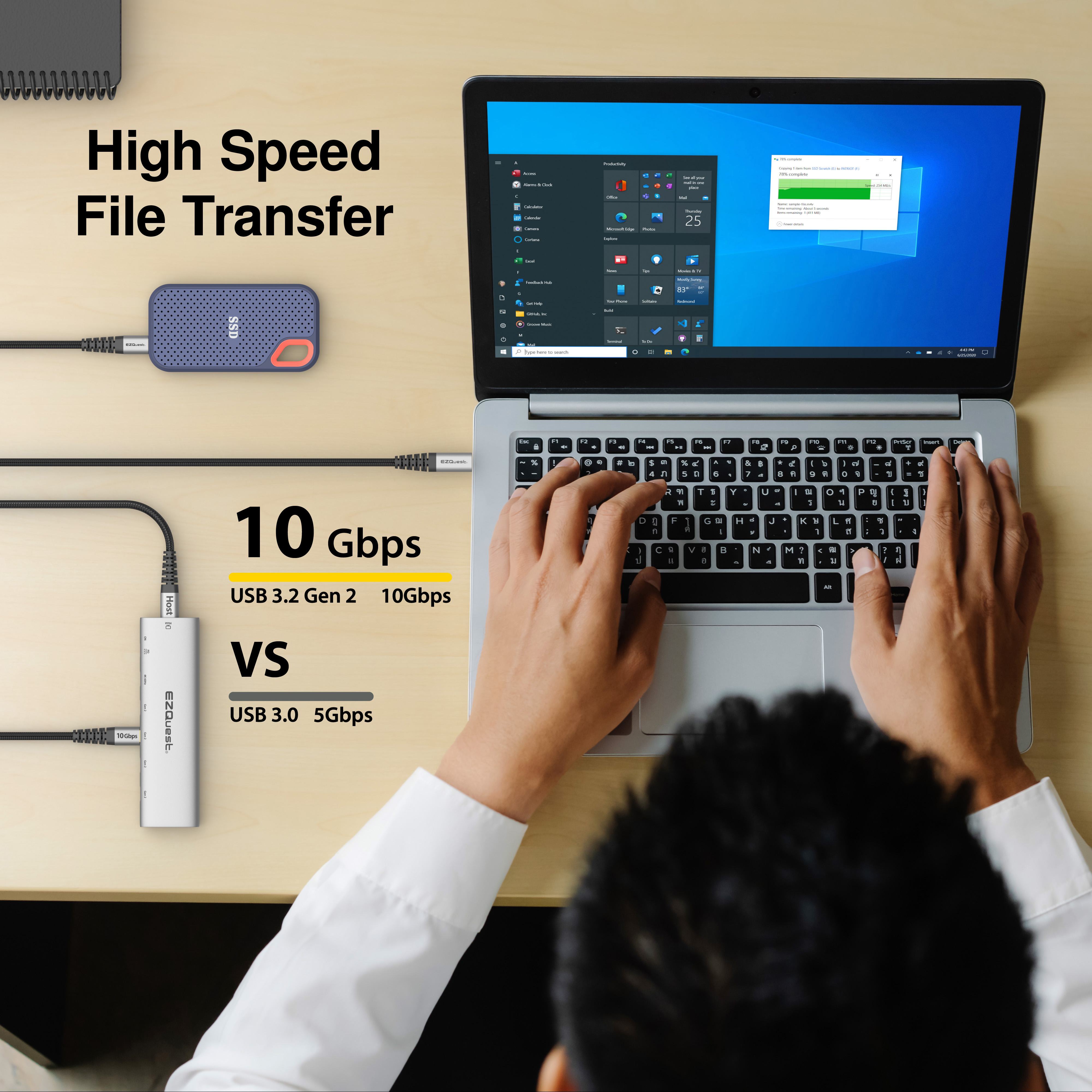 EZQuest USB-C Gen 2 Hub Adapter - Thumbnail 3