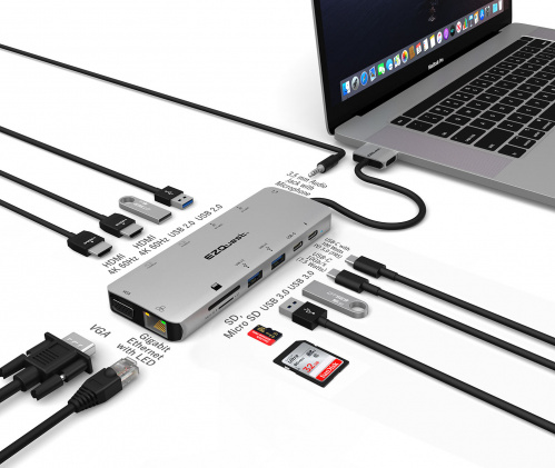 Ultimate USB-C Multimedia Hub Adapter 13 Ports with Power Delivery 3.0